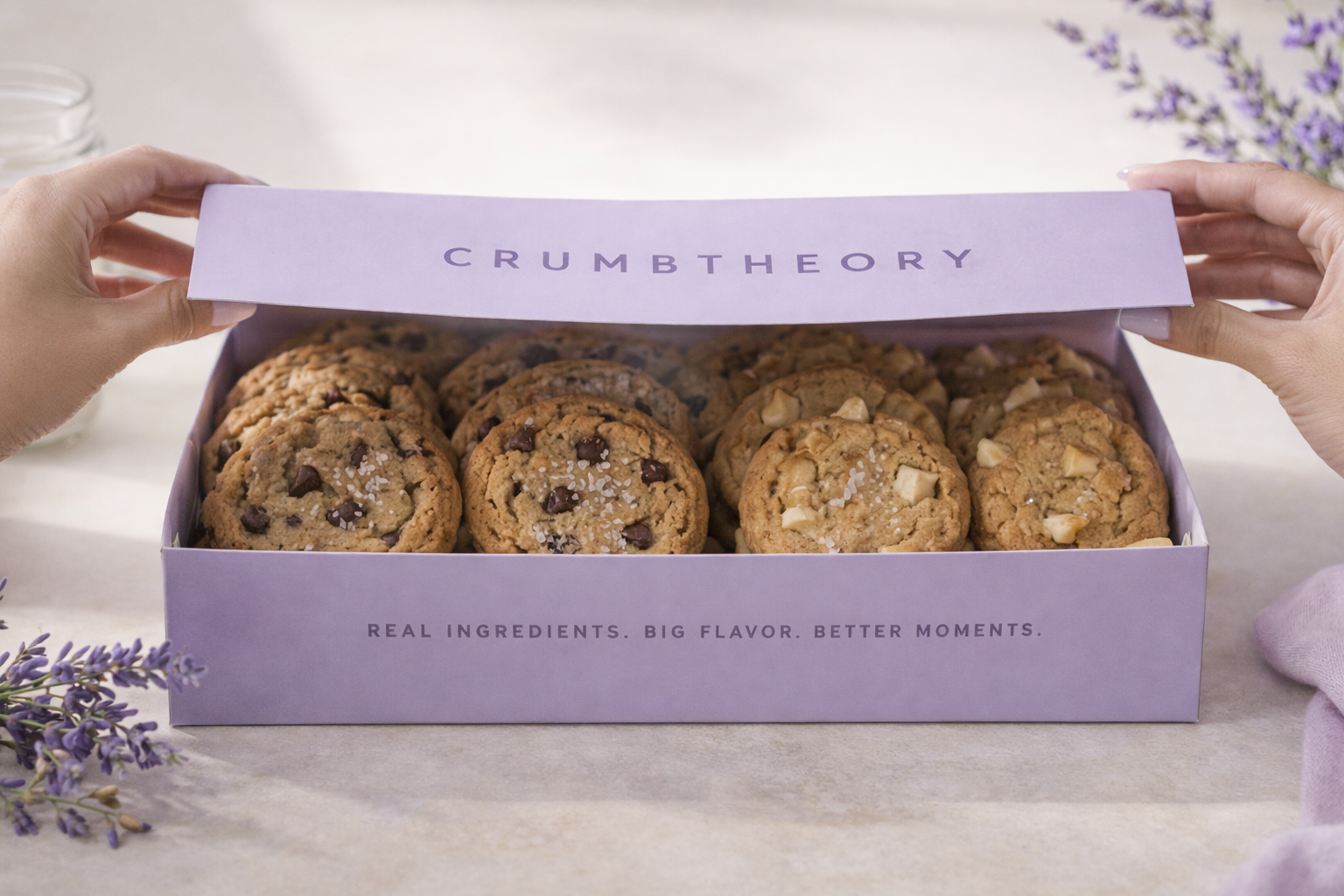 CrumbTheory signature lavender cookie box
